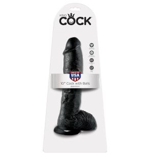 KING COCK - DILDO BLACK WITH BALLS 25.4 CM