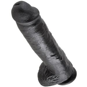 KING COCK - DILDO BLACK WITH BALLS 28 CM