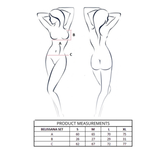 PASSION - BELISSANA SET SUJETADOR + TANGA NEGRO S/M