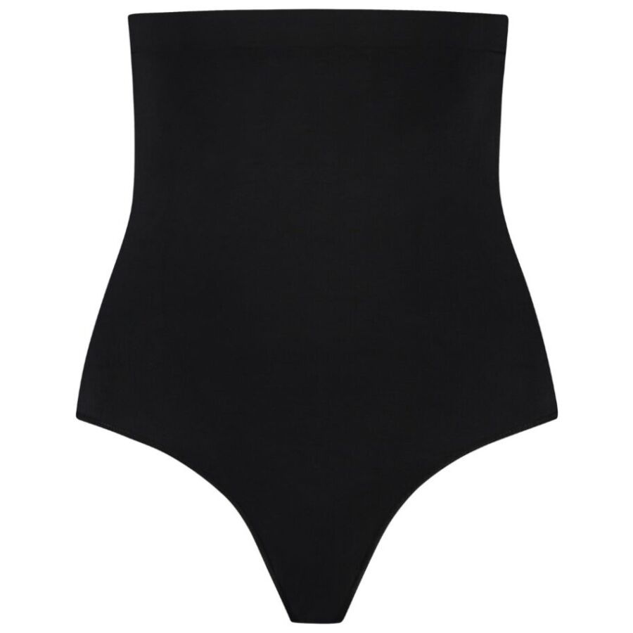 BYE-BRA - TANGA DE TALLE ALTO SIN COSTURAS NEGRO TALLA L