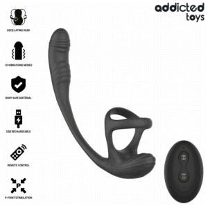 ADDICTED TOYS - PLUG ANAL VIBRACIÓN Y WAVING 360º Y ESTIMULADOR TESTÍCULOS