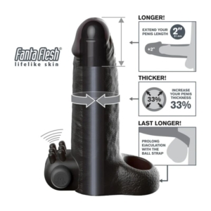 FANTASY X-TENSIONS - FUNDA EXTENSORA VIBRATORIA REALISTA FEEL 5 CM COLOR NEGRO